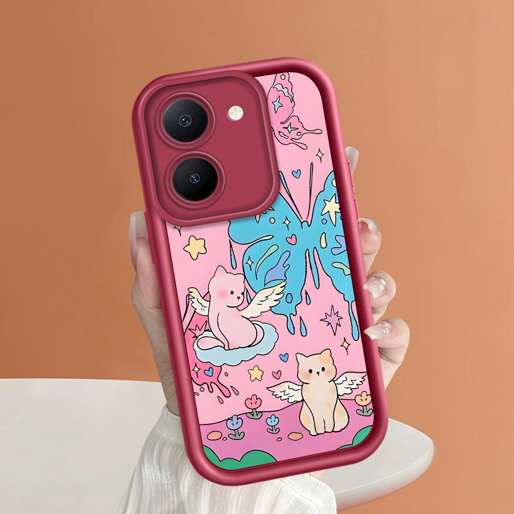 Soft Silicone Square Ladders Cartoon Pattern Full Cover Camera Protection Shockproof Case for iPhone Infinix Tecno Vivo