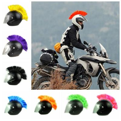 Punk Mohawk Helmet Wig Cuttable Helmet Decoration Hair DIY Cockscomb Helmet Wig  Full Face Off Road