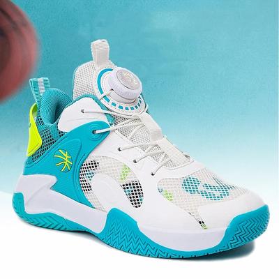 Kinder Sportschuhe Drehknopfdesign Kinder Basketballschuhe Jungen High Top Sneaker Rutschfest Outdoor Studenten Laufschuhe