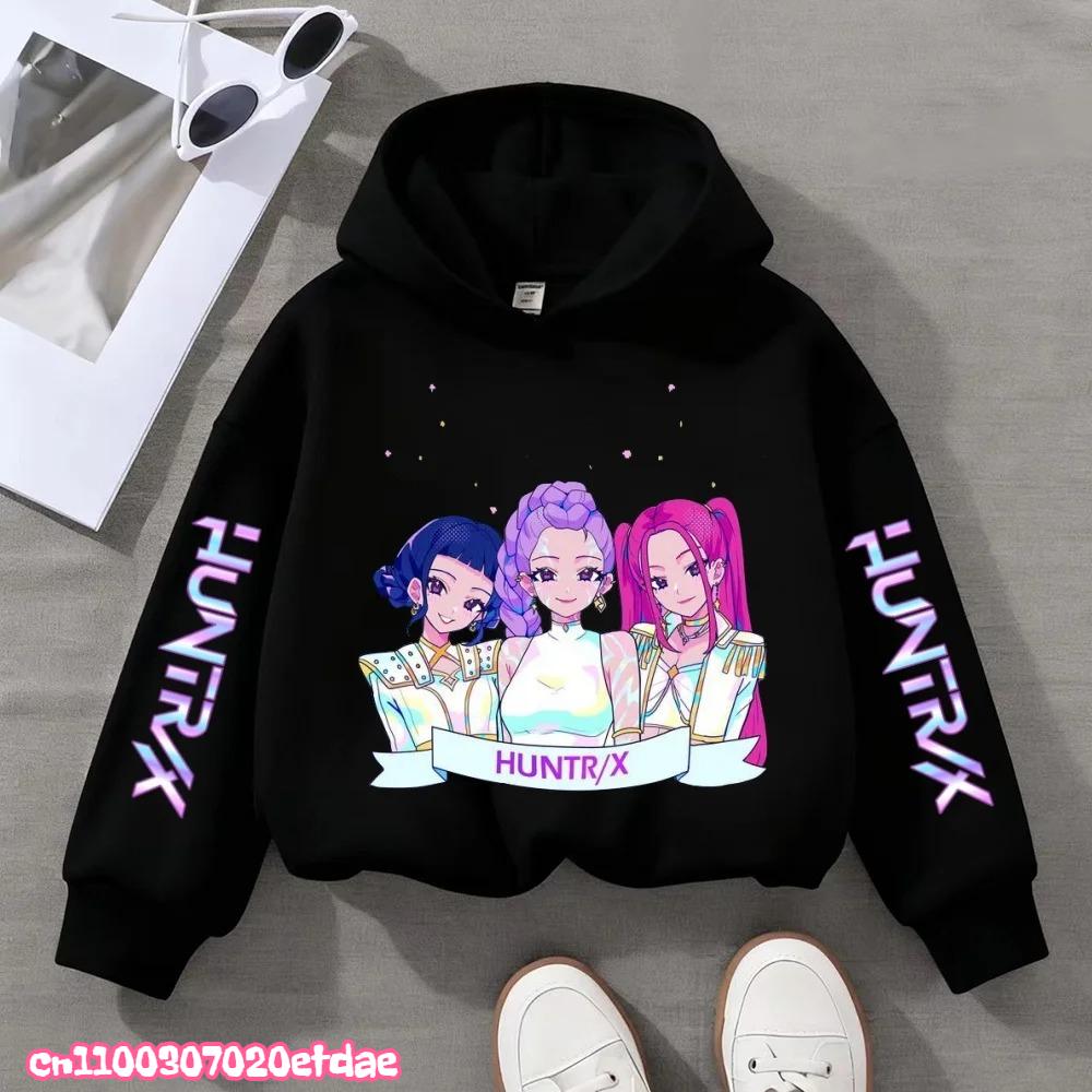 Children's KPop Demon Hunters Hoodies Girls Pink Boy Pink Tops Sweatshirt Long Sleeve Pullovers Coat Autumn Winter Casual Hooded