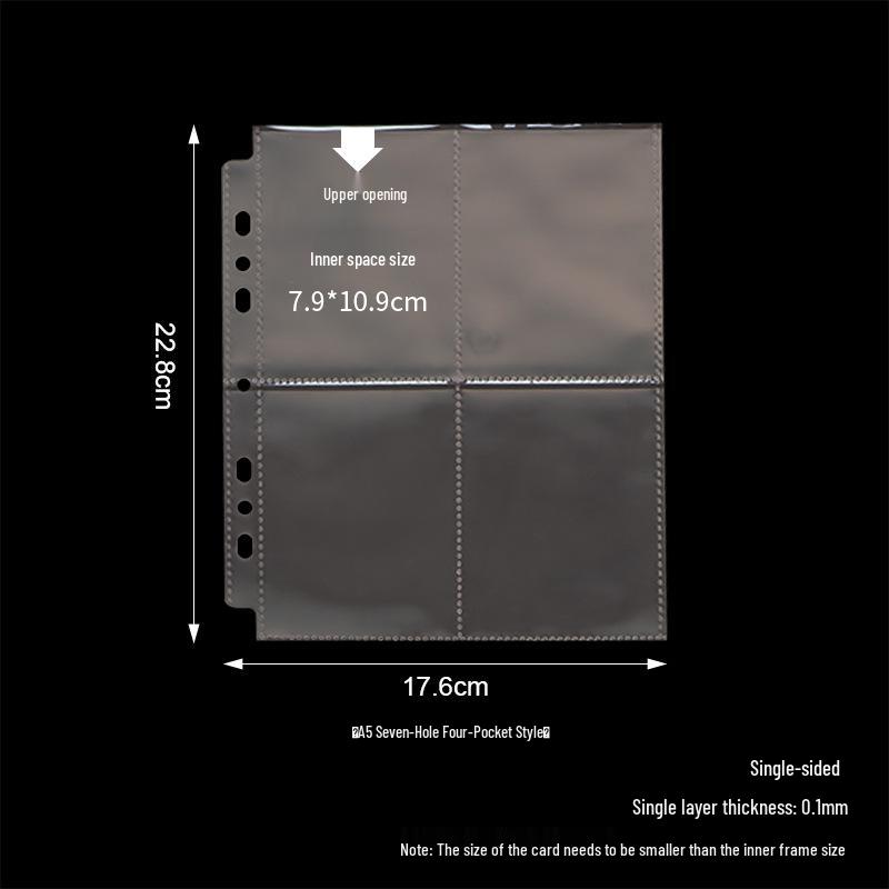 

А5 Четырехкарманные 3-дюймовые страницы-вкладыши для альбома для фотокарточек айдолов (7 отверстий, 6 дюймов)