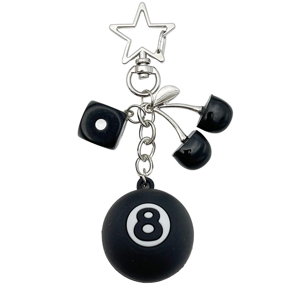Mini Realistic Cherry Black 8-Ball Pool Table Keychain Pendant