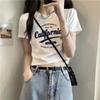 Dámské tričko Slim Fit White Letter Cotton Tričko – letní trend 2024