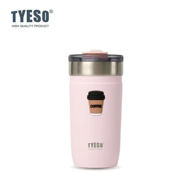 Tyeso 550ML 304 Stainless Insulated Mug Matte Minimalist Tumbler with Straw Leakproof Coffee Cup for Ice Drink Hot Beverage Vacuum with Coffee Sticker