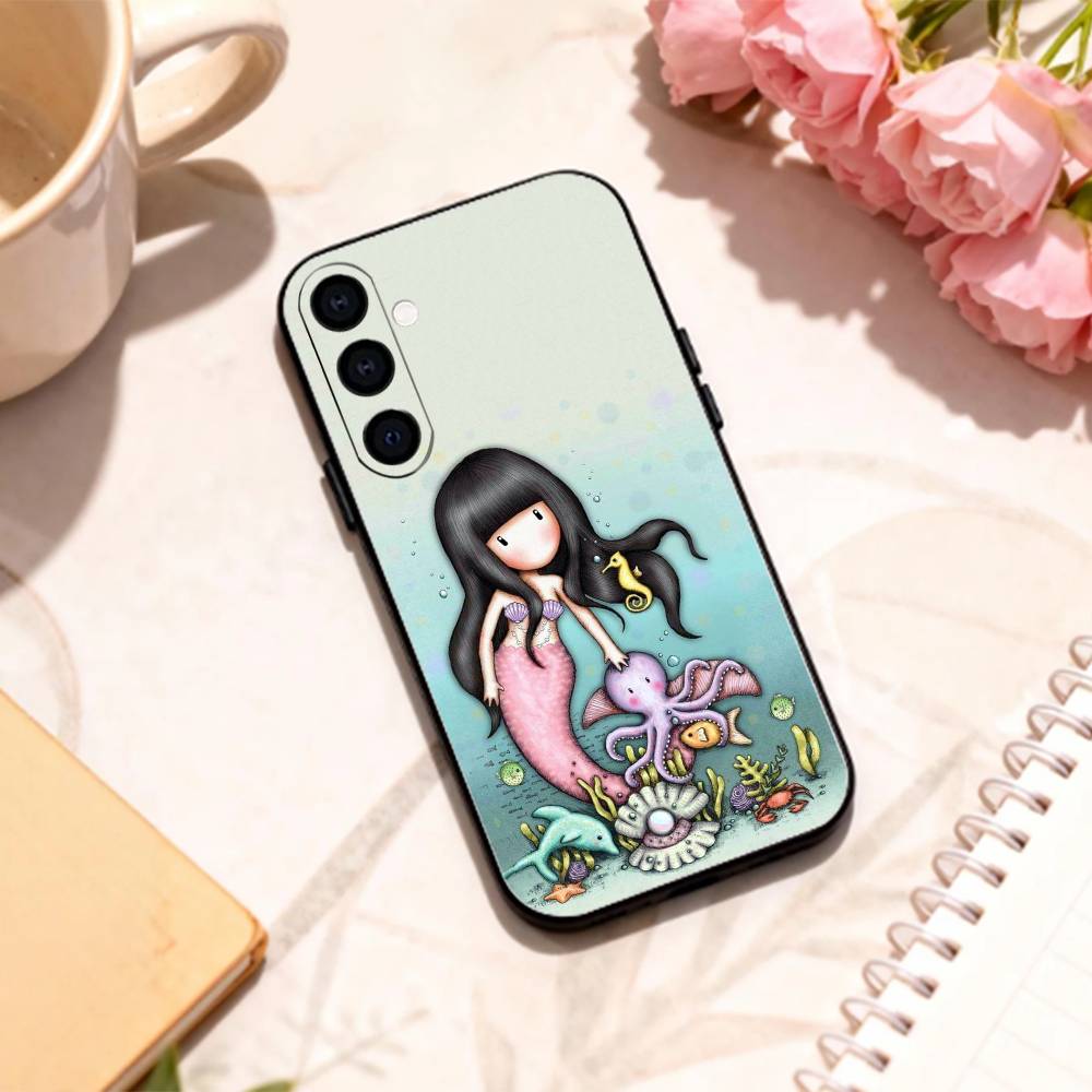 L-Lovely S-Santoro G-Gorjuss Series Phone Case For Samsung Galaxy A73,A72,A71,A70,A53,A52,A51,Others Soft Black Shell