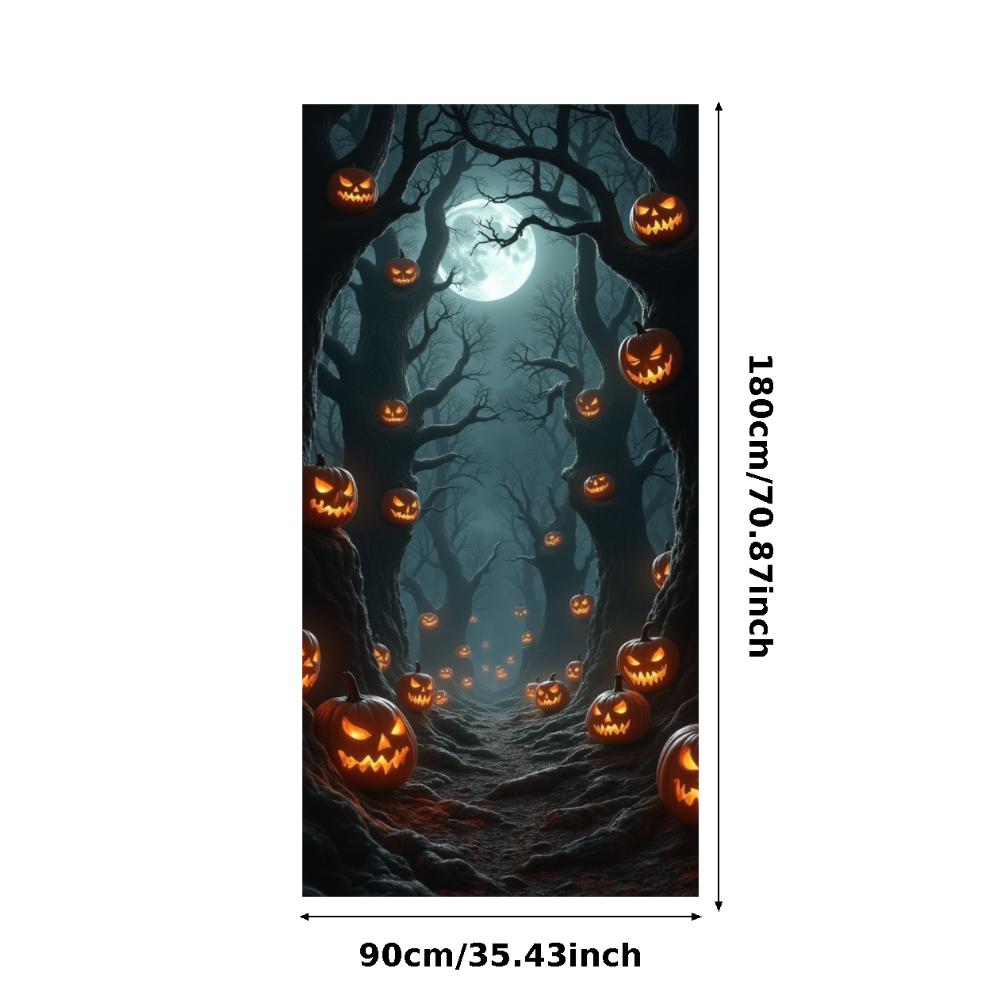 Jack O Lantern Banner Starry Sky Forest Theme Banner Pumpkin Banner Halloween Theme Spooky Decoration For Autumn Celebration
