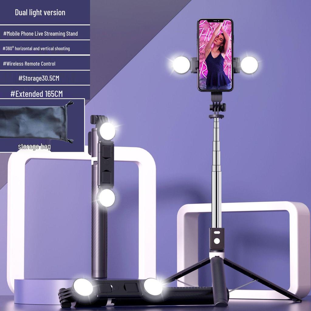 Mobiler Bodenständer für Telefon - 1,7 m Stativ mit tragbarem Selfie-Stick für Live-Übertragungen im Freien
