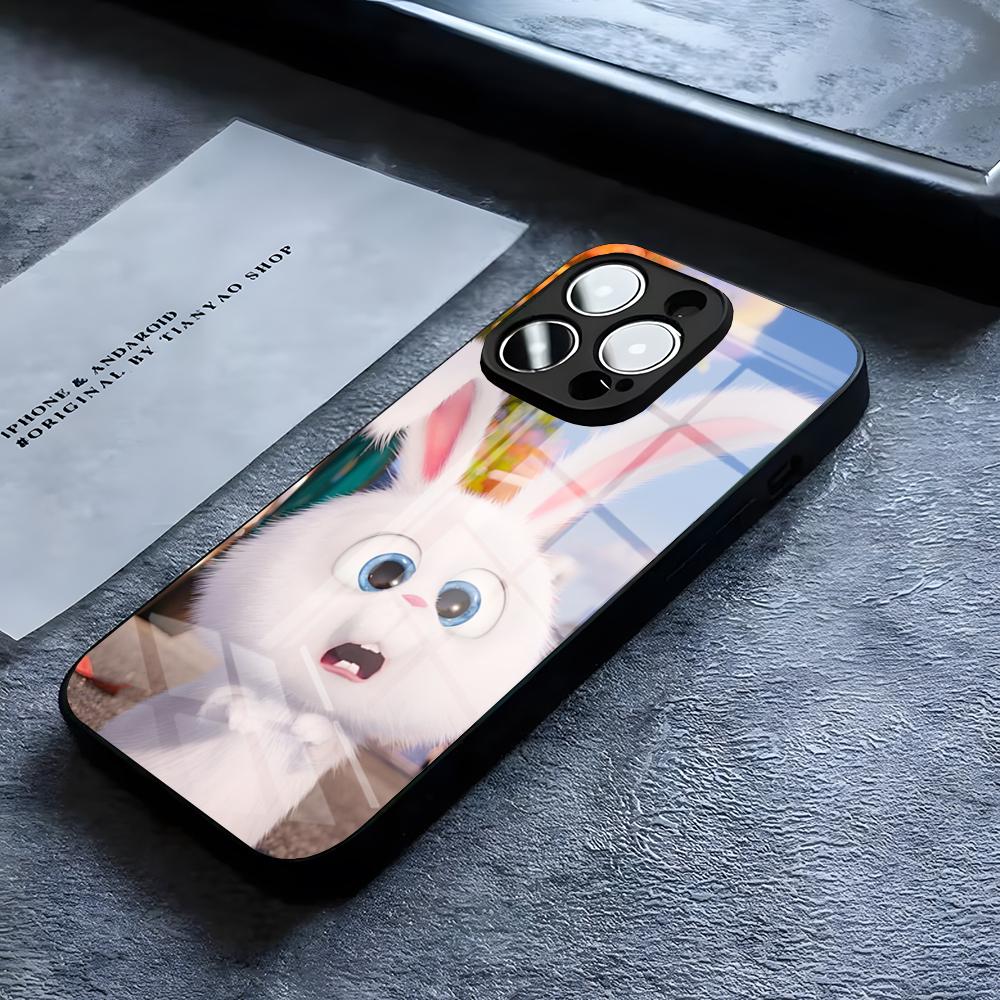 

Cute Cartoon Rabbit Snowball Phone Case For IPhone 16 15 14 Pro 11 13 12 Mini XS XR Max 6 8 7 Plus SE Glass Luxury Design Cove iPhone14