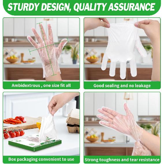 BYMORE Disposable Plastic Gloves Bulk, Clear Food Handling Service Gloves for Kitchen Food Prep Food Service Food Handling