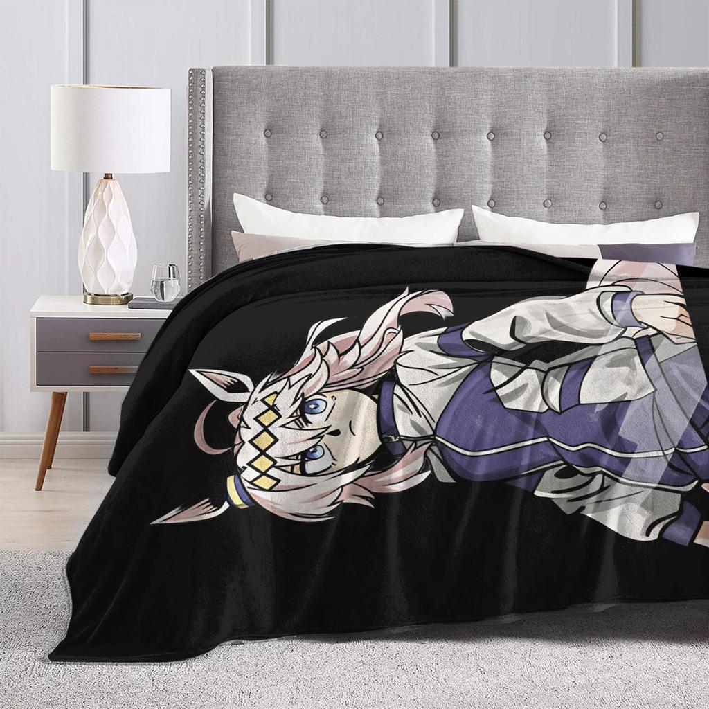Soft BlanketKids Decorative Oguri Cap Uma Musume Bedding Throws Flannel Bedspread For Couch Chair Aesthetic Sofa Bed Cover