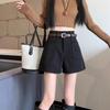 Women's High-Waist Woolen Shorts: Slimming, Casual Wide-Leg Bootcut Pants for Autumn/Winter 2024 in Small Sizes.
