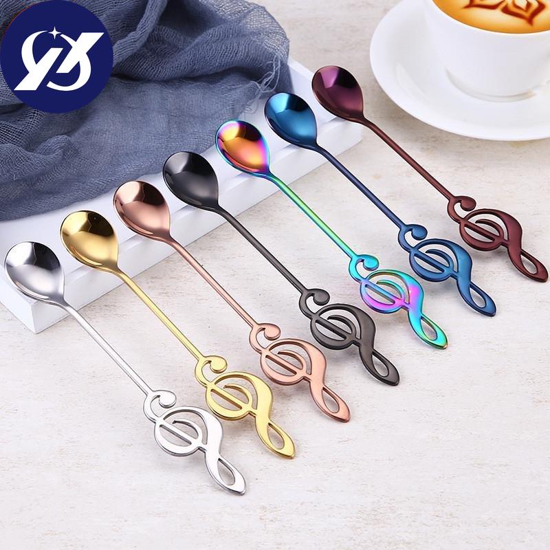 Set Di 6 Cucchiaini Da Caffè In Acciaio Inox 304 Con Manico A Forma Di Nota Musicale | Posate Per Dessert, Tè, Gelato E Zuppe | Design Creativo E Regalo Originale