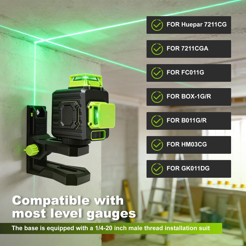 L-förmige magnetische Halterbasis für Laserwasserwaage, Stativständer für Laserwasserwaage mit 1/4''-20 Gewinde, 360° horizontale Drehung, Höhenverstellbar