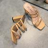 Sandálias de salto grosso da moda europeia e americana 2024 verão nova tendência sexy confortável antiderrapante resistente ao desgaste salto alto