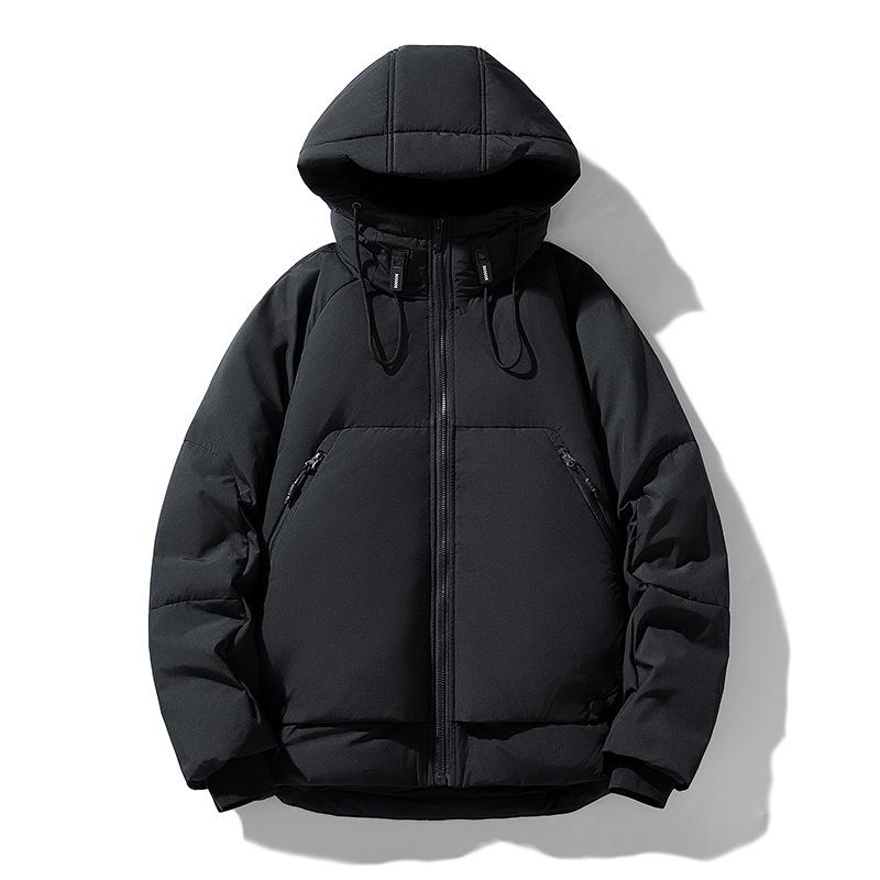 

Мужской пуховик осень-зима новый холодостойкий ветрозащитный теплый утолщенный с капюшоном зимняя одежда для пары однотонная мужская куртка M