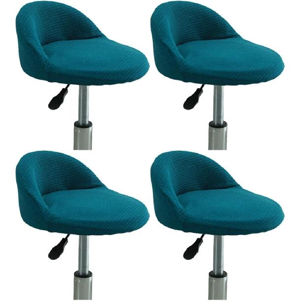 4 Pack of Stretch Short Back Chair Cover Slipcover with Short Round Backs Arms Curved Accent Counter Bar Stool Slipcover for Home Hotel Bedroom