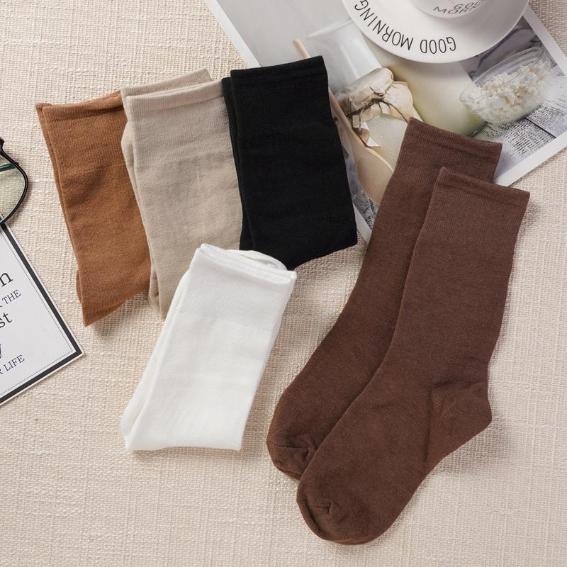 Japanische Damen-Socken mit mittlerer Wade, einfarbig, Bonbonfarben, atmungsaktiv, Baumwolle, hautfreundliche Socken