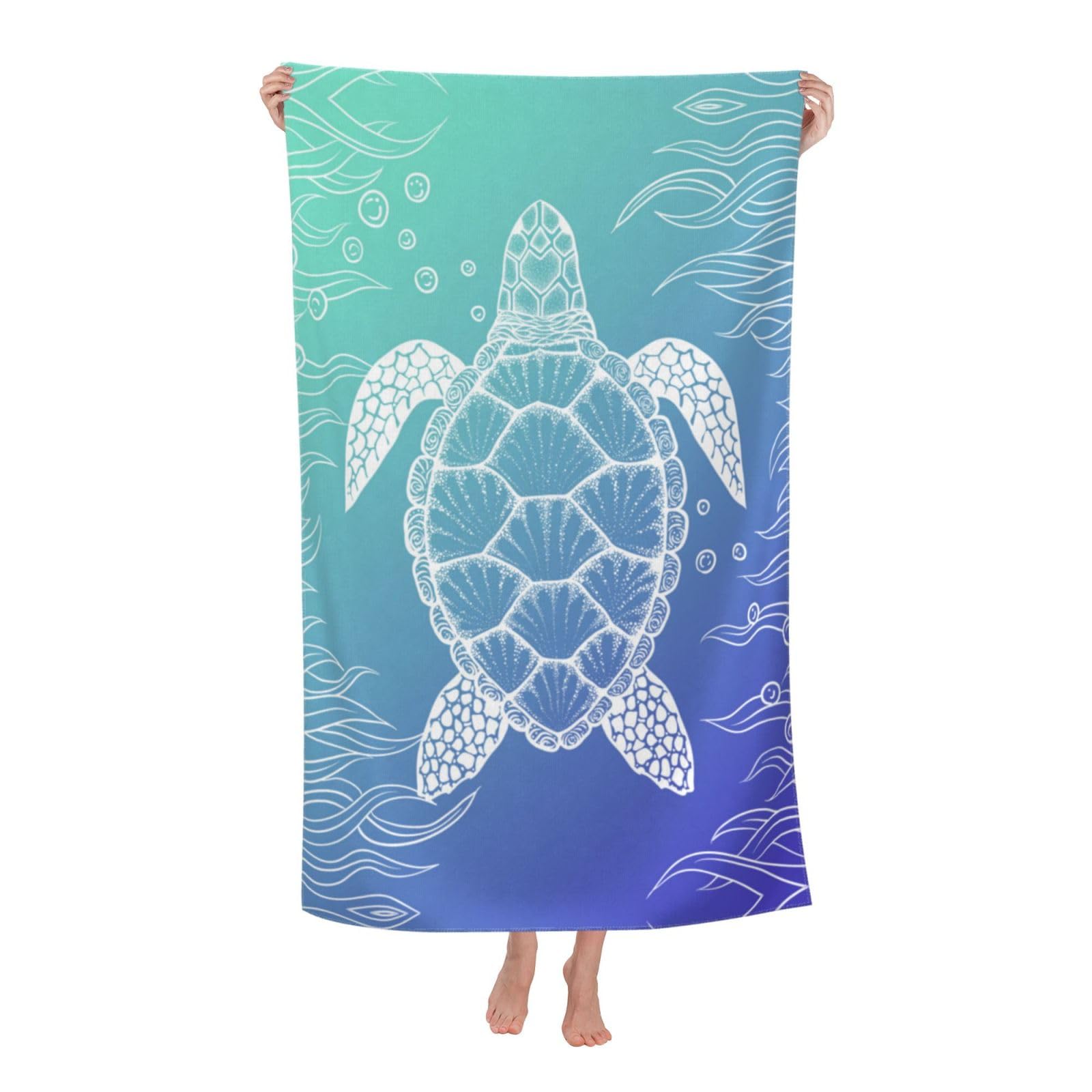 

Sea Turtle Beach Towel Microfiber Quick Dry Bath Towel Light Soft Sand Free Beach Towels for Kid Adult Gift Travel Pool Swimming W40*H60(CM)