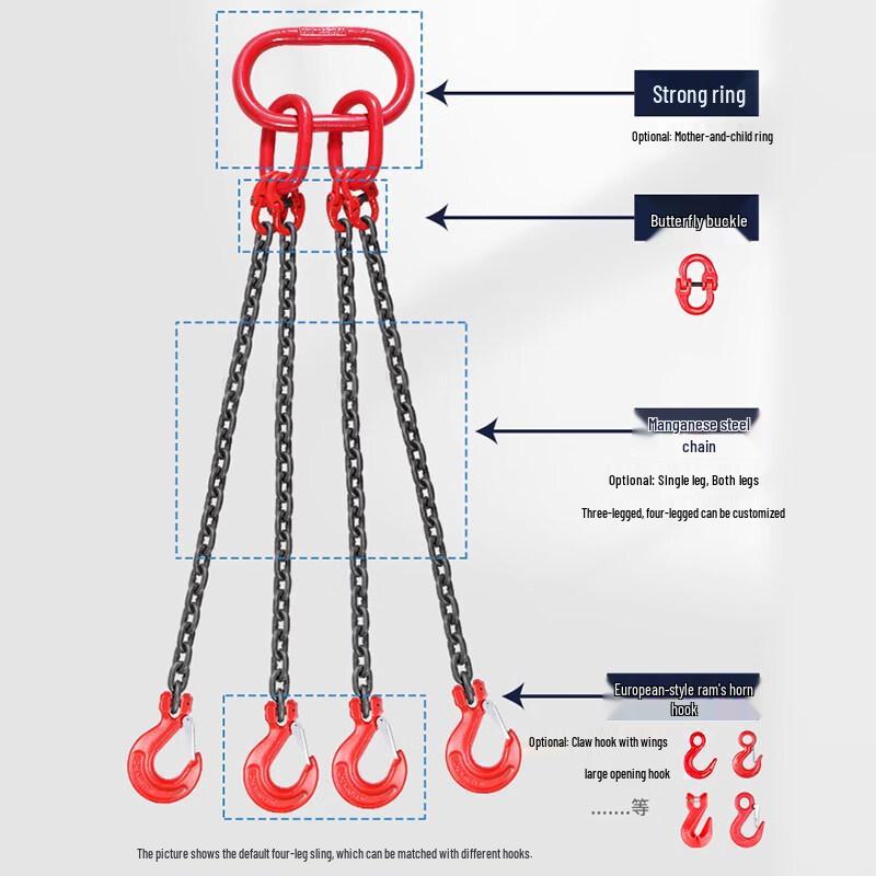 Jundingying 4-Ton 2-Leg Lifting Chain Sling with Hooks