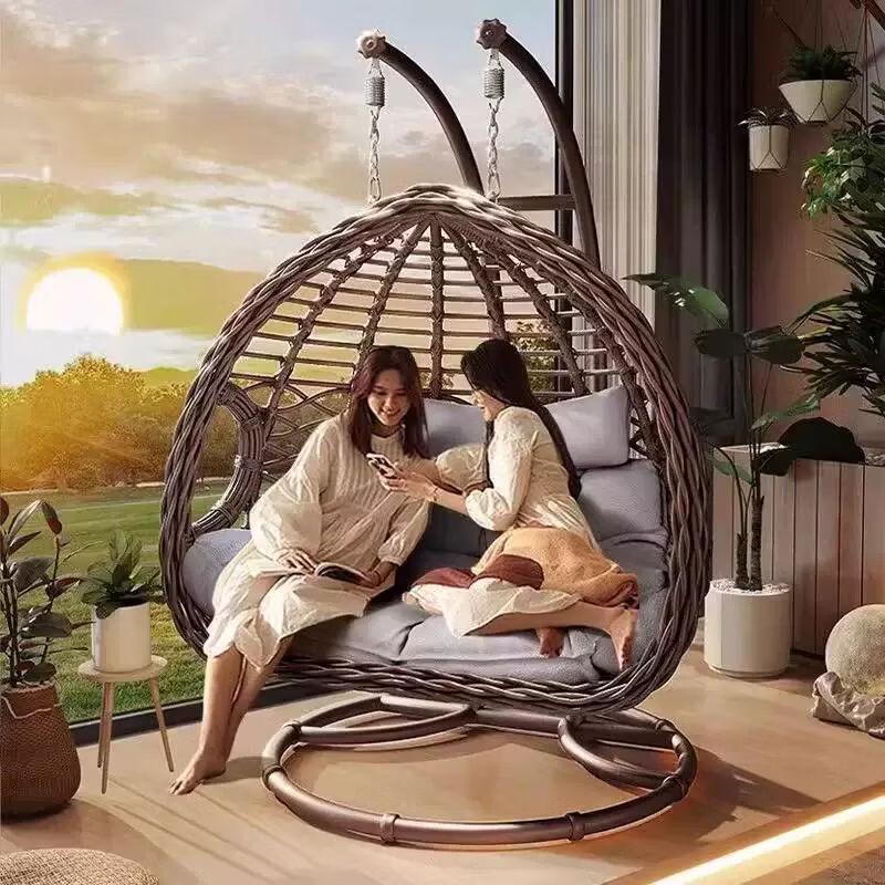 Indoor/Outdoor Double Rattan Hanging Swing Chair