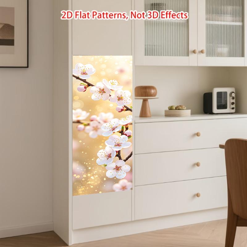 84Style Fridge Stickers Refrigerator Cover Door Landscape Plant Sea Vinyl Self Adhesive Kitchen Furniture Decor Wrap Freezer Sticker DIY