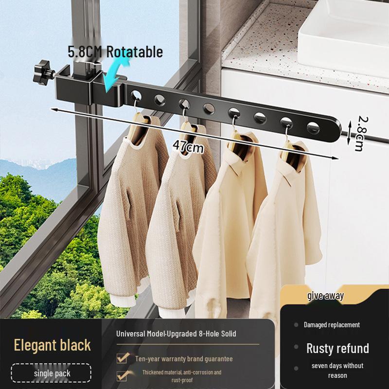 Invisible Balcony Folding Clothes Drying Rack - Anti-Theft, Outdoor & Window Guard Rail Drying Pole.