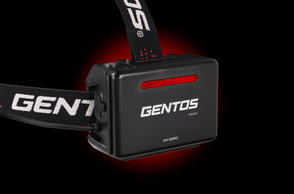 GENTOS LED USB 800 13 Hours of Operational Run Rear View Requires Rechargeable Battery or 4 AA Batteries G Series GH-300RG Headlamp, Rechargeable,