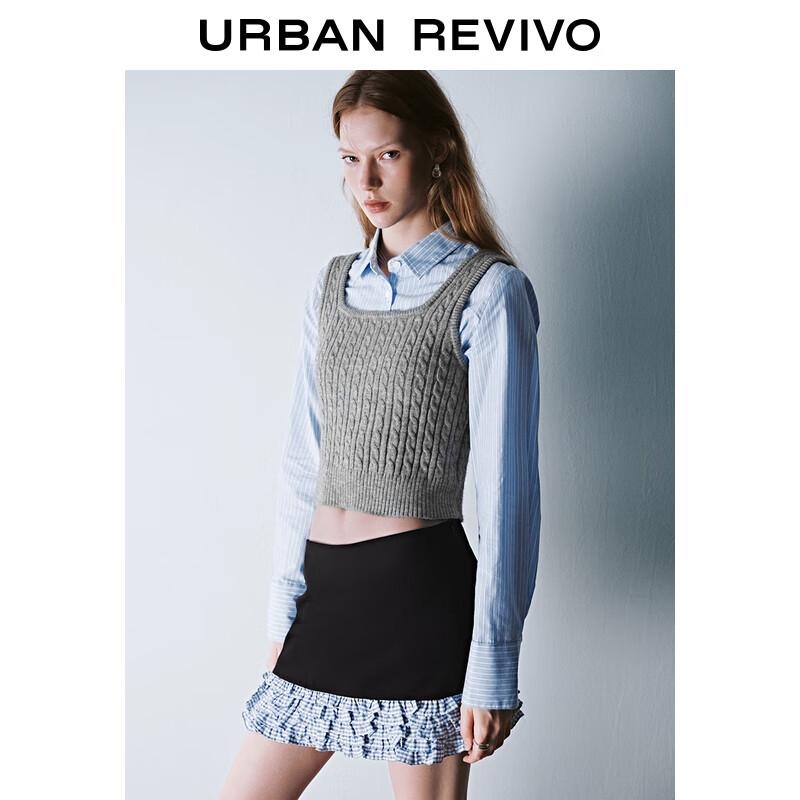 UR Women's Striped Faux Two-Piece Knit Sweater