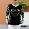 High-end printing 2025 new long-sleeved women's bottoming shirt thin casual belly cover top women
