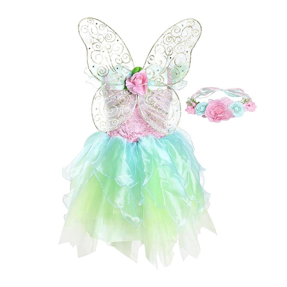 Западный карнавальный Хэллоуинский сетчатый костюм феи для девочек - Маскарадный костюм эльфа в наличии 4T