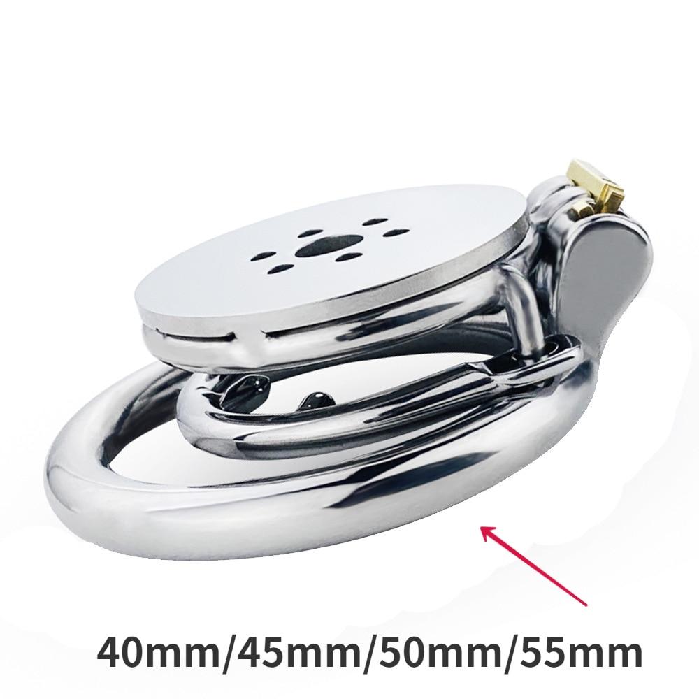 Men's Stainless Steel Penis Cage Chastity Lock Plus Anti-off Ring CB Lock Gay Sex Toy Cock Ring Slave Urethral Chastity
