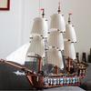 NEW 1664pcs Pirates Ship Imperial Caribbean Building Blocks Set Flagship Model Compatible 10210 18007 Birthday Gifts For Kids