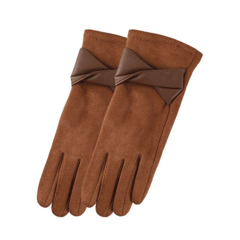 Thicken Suede Leather Gloves Chamois Leather Winter Driving Gloves  Gloves  Women