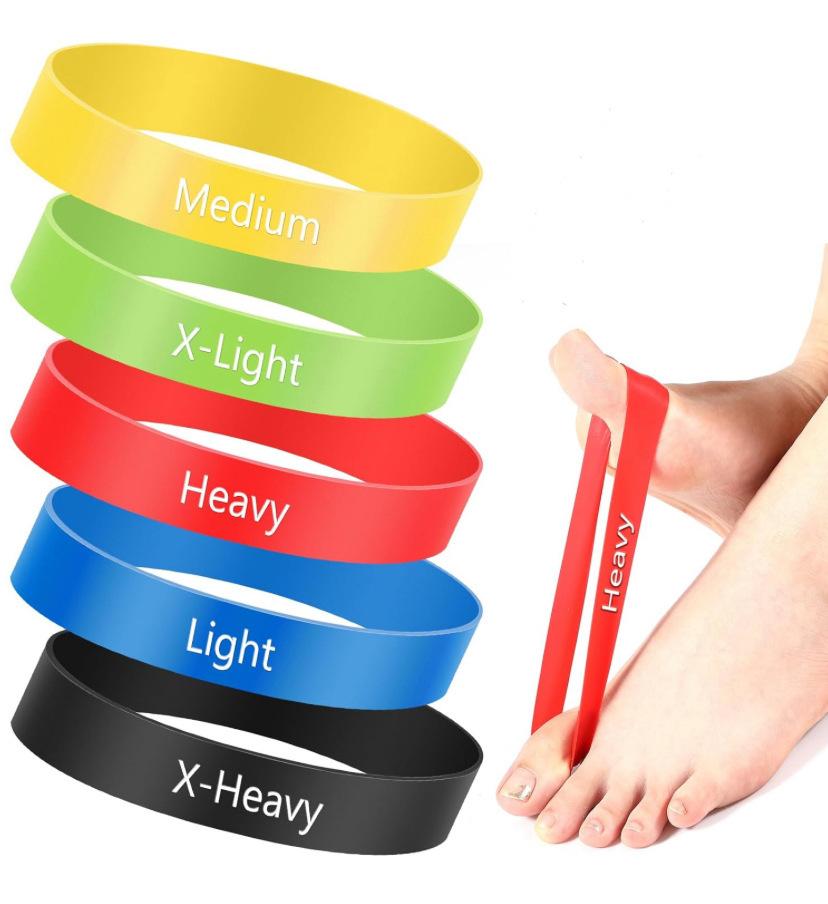5-stufiges TPE Fuß-Widerstandsband-Set mit Aufbewahrungstasche Zehen-Übungsband für Plantarfasziitis Yoga Workout