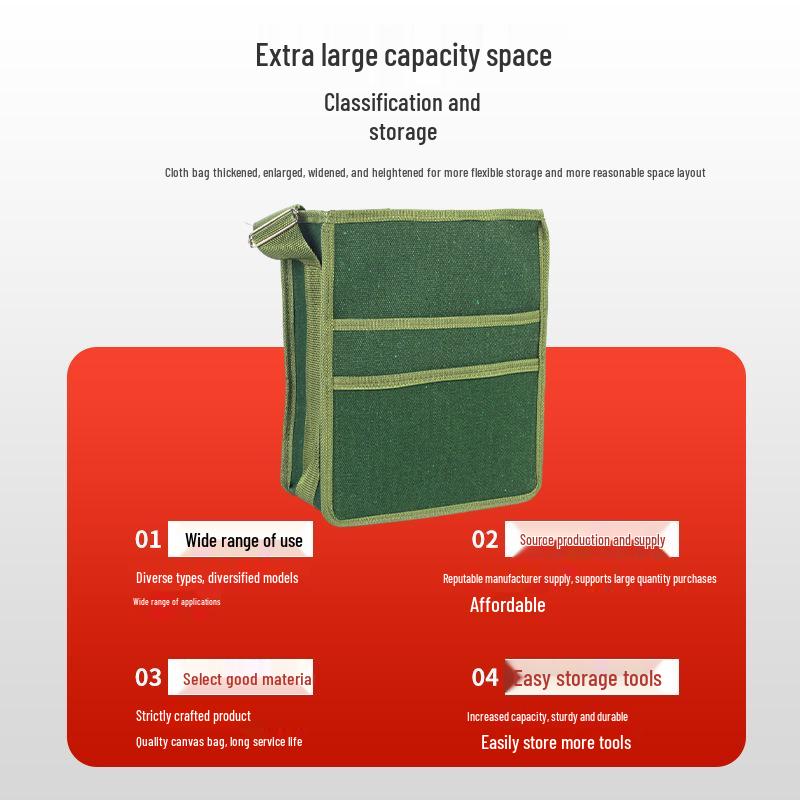 Heavy-Duty Canvas Tool Bag - Multi-Spec Electrician, Carpenter, Auto Repair Box with Portable Storage