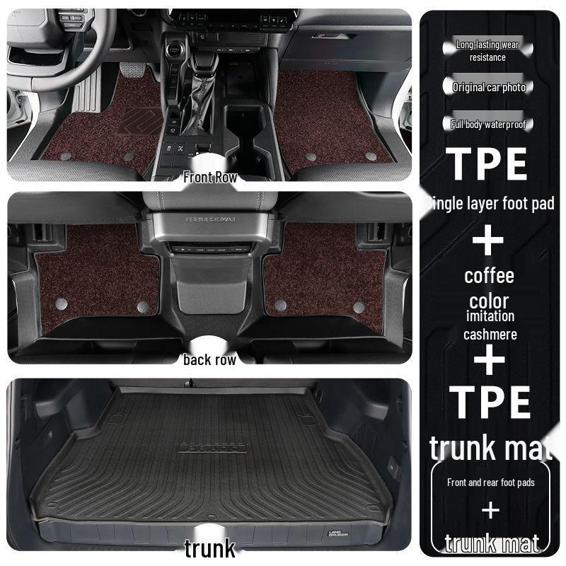 Toyota Prado TPE Floor Mats (2010-2025 Models) - Full Coverage, Car Interior Accessories