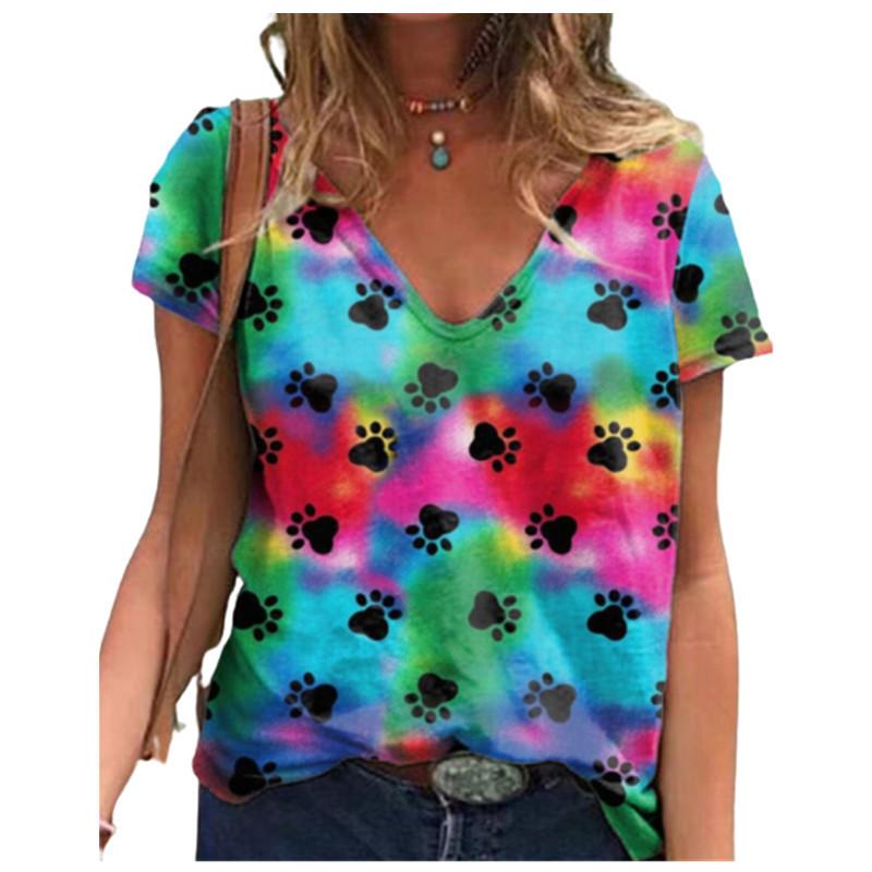 

Футболка с короткими рукавами и V-образным вырезом с принтом подсолнухов и бабочек для женщин, уличные топы 5XL