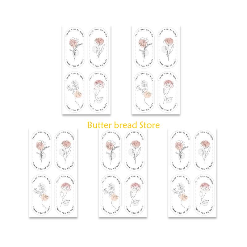 W89C 125Pcs Thank You Stickers Rectangular Wrapping Labels Self-adhesive Labels for Wedding Small Businesses, Online Retailer