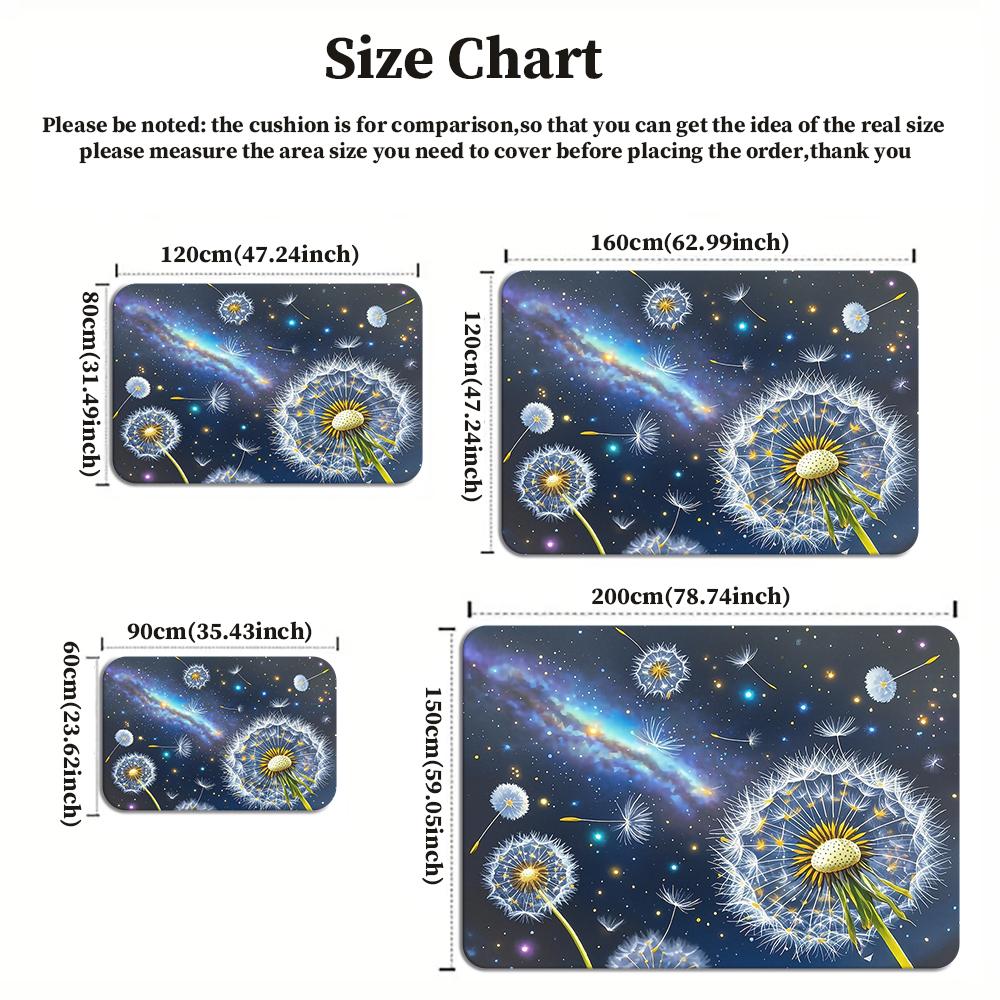 Löwenzahn Galaxie Bereichsteppich, Nachthimmel Sternenblumen Teppich für Wohnzimmer, Rutschfeste Natur Bodenmatte für Schlafzimmer Heimdekor