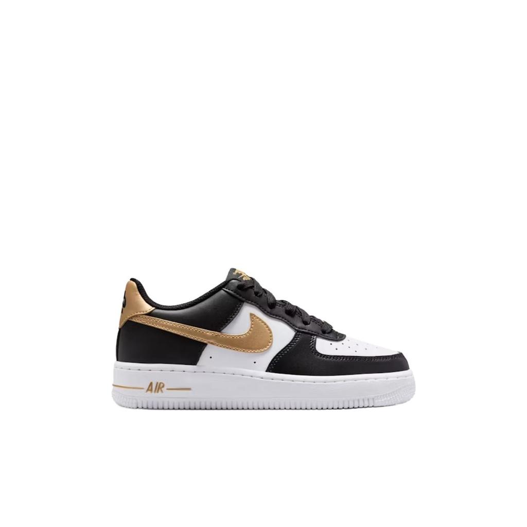 Nike Air Force 1 GS Black White Metallic Gold Kids Sneakers CT3839-009
