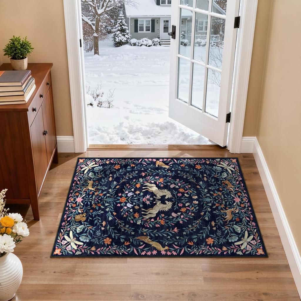 Vine Patterned Door Mats Floral and Animal Patterned Floor Mats Soft and Durable Home DecorCarpets for Bedrooms and Living Rooms