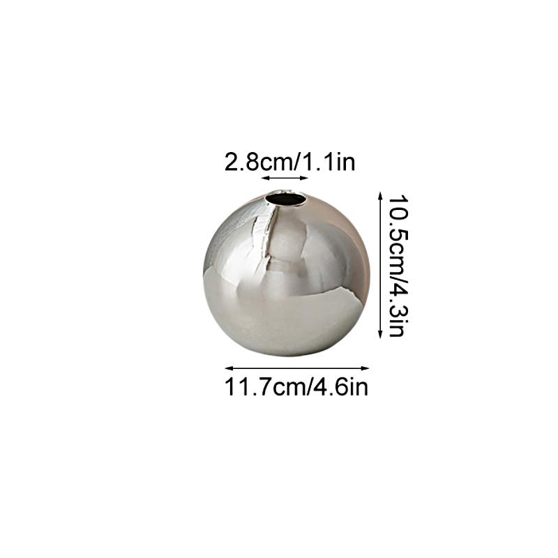 1/3pcs Plated Vase Modern Round Ball Vase Table Decor Accessories Flower Arrangement Craft Home Decoration SML
