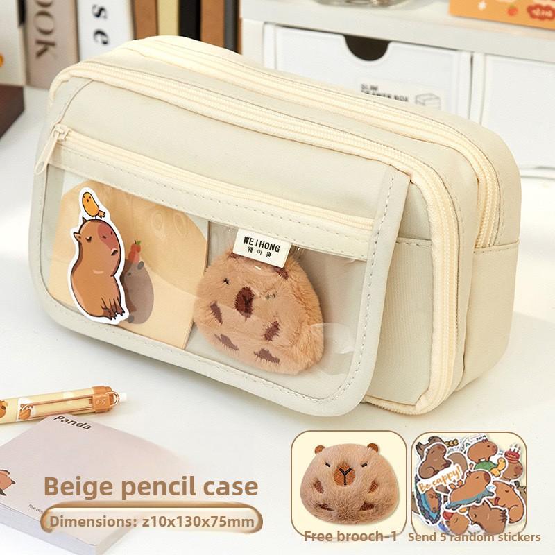Trousse à Crayons en Tissu Mignonne Kawaii Grande Capacité Fermeture Éclair Animale Sac pour Enfants Garçons Trousse à Stylo Fille Étui Scolaire Fournitures