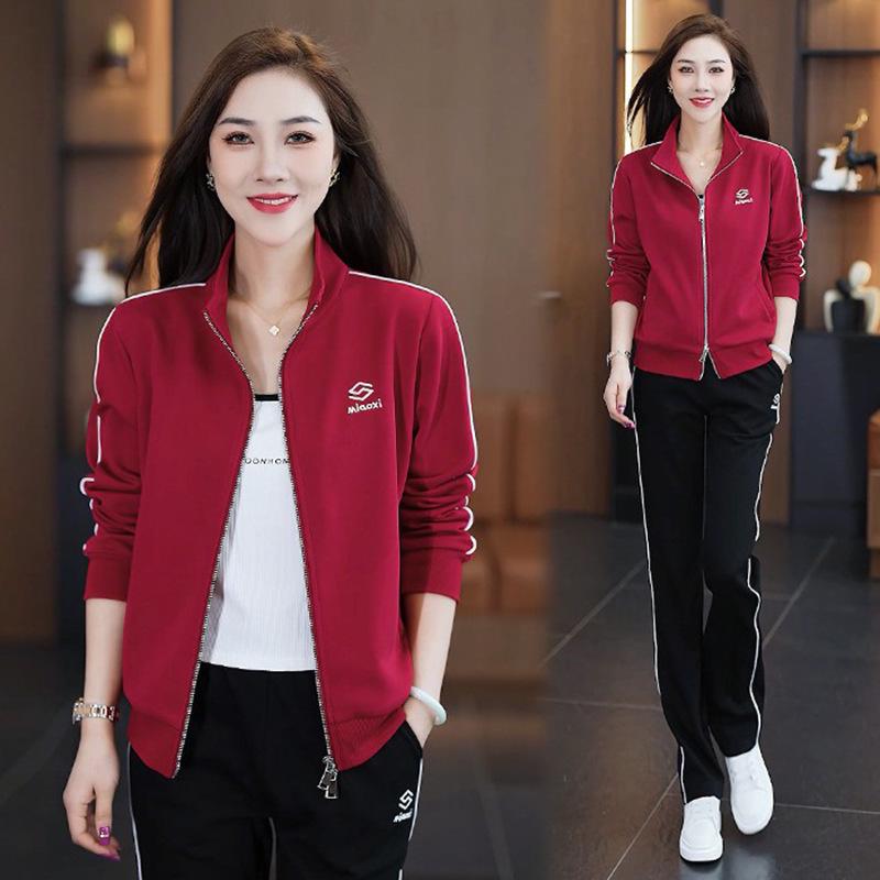 2025 New Korean Style Slimming Two-Piece Casual Sports Suit for Spring and Autumn