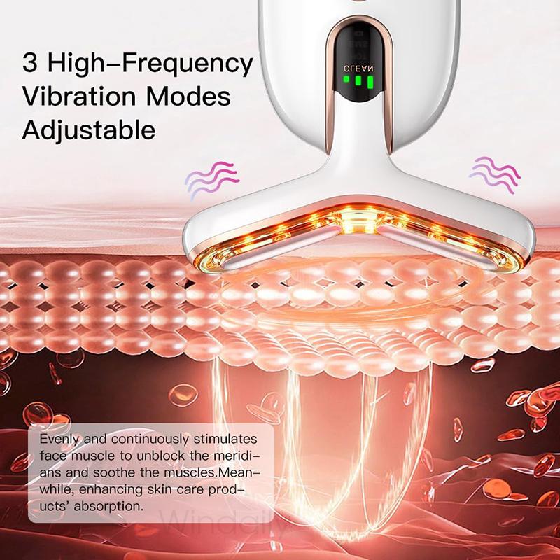 Gesicht Hals Lifting Gerät Vibration EMS Gesichtsmasseur LED Lichttherapie Maschine Hautstraffung Faltenentferner Hautpflege Werkzeuge