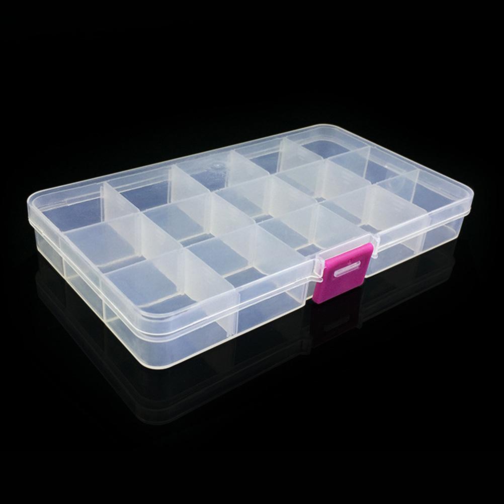 15 Slots Adjustable Plastic Fishing Lure Hook Tackle Box Storage Case Organizer