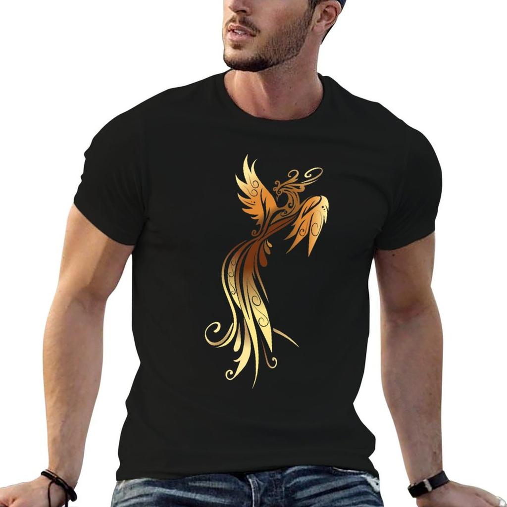 T-shirt Fenice Dorata t-shirt in cotone uomo t-shirt uomini 100% cotone marchio di lusso t-shirt uomo cott