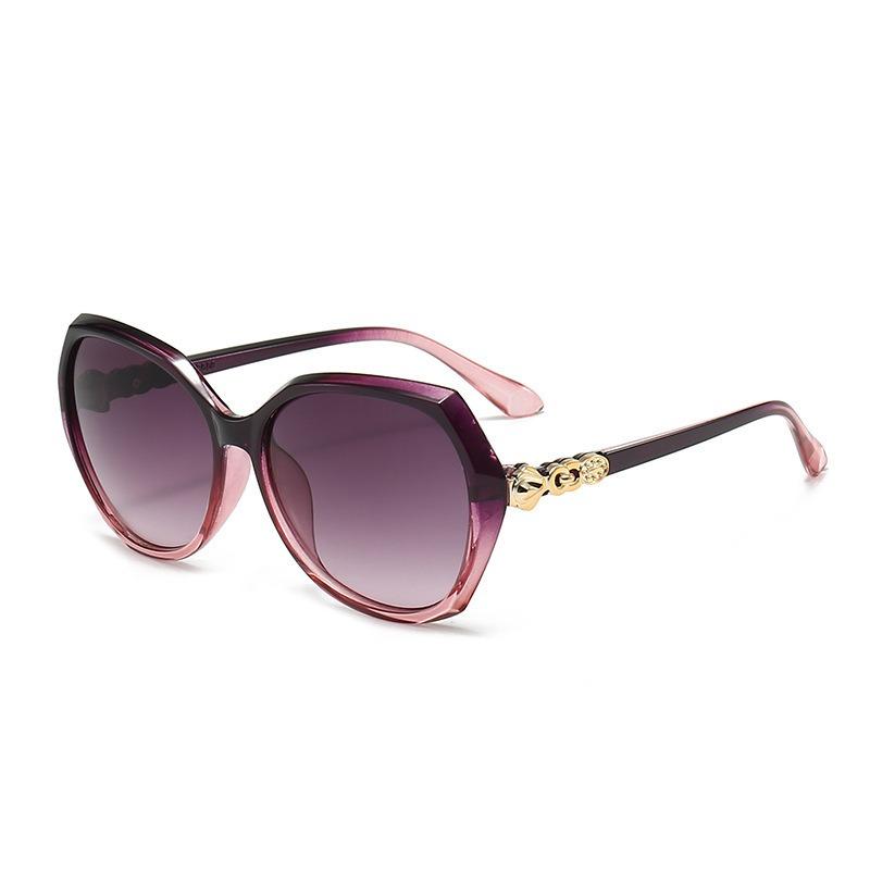 Non-polarized Elegant Large-frame Ladies' Sunnies, with Gradient Lenses and Decorated Temples. Perfect for Daily Sun Protection and Styling.