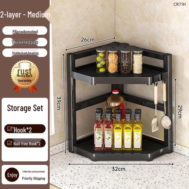 Kitchen Corner Spice Rack with Jars and Bottle Storage
