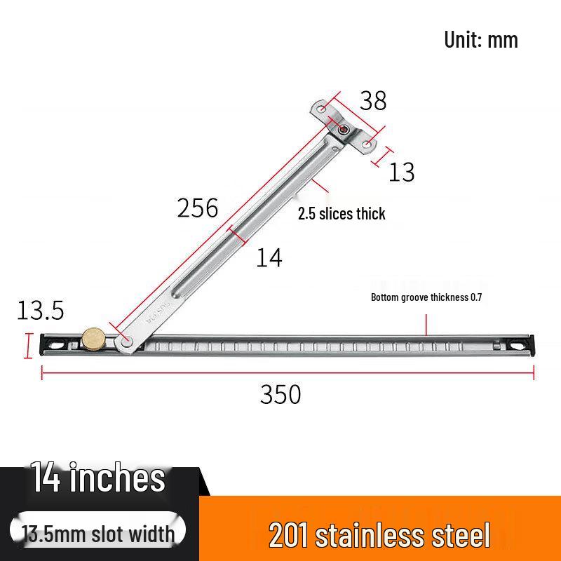 Rongyu 14-inch No-Drill Stainless Steel Window Stay